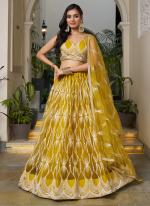 Butterfly Net Mustard Wedding Wear Embroidery Work Lehenga Choli